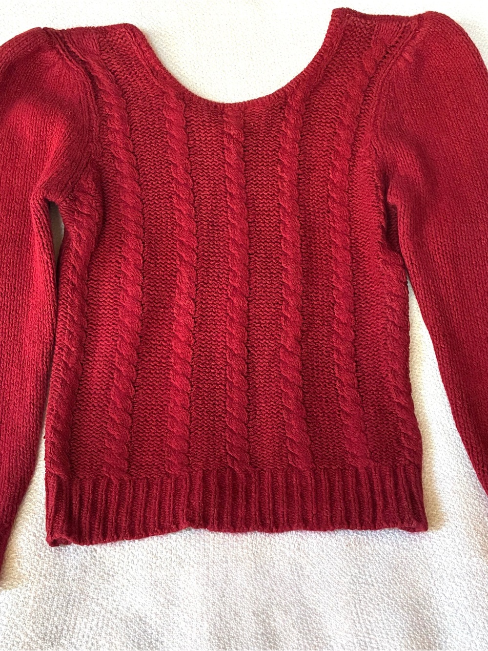 Vintage Kitty Hawk Ltd Red Cable Knit Silk Angora Sweater Small V Back
